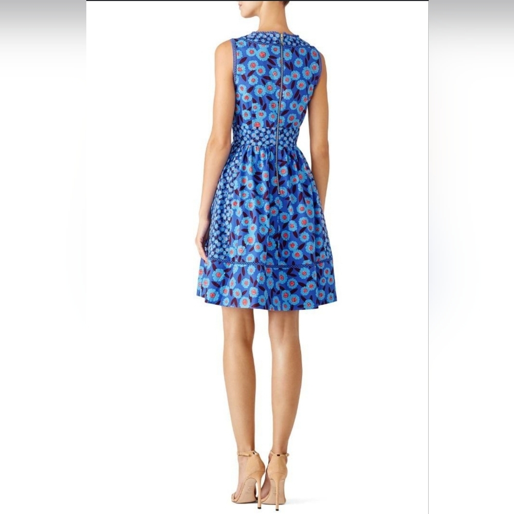 kate spade Blue Mixed Floral Sleeveless Fit-and-Flare Dress - Picture 4 of 16